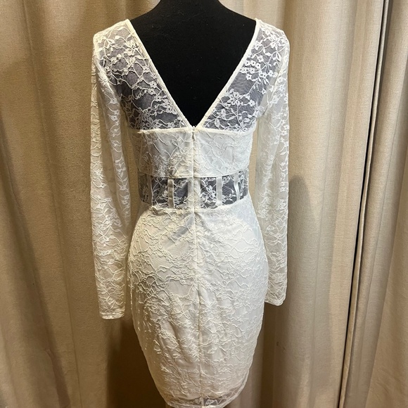 Guess White Lace Long Sleeve Bodycon Dress Size L - Picture 9 of 16